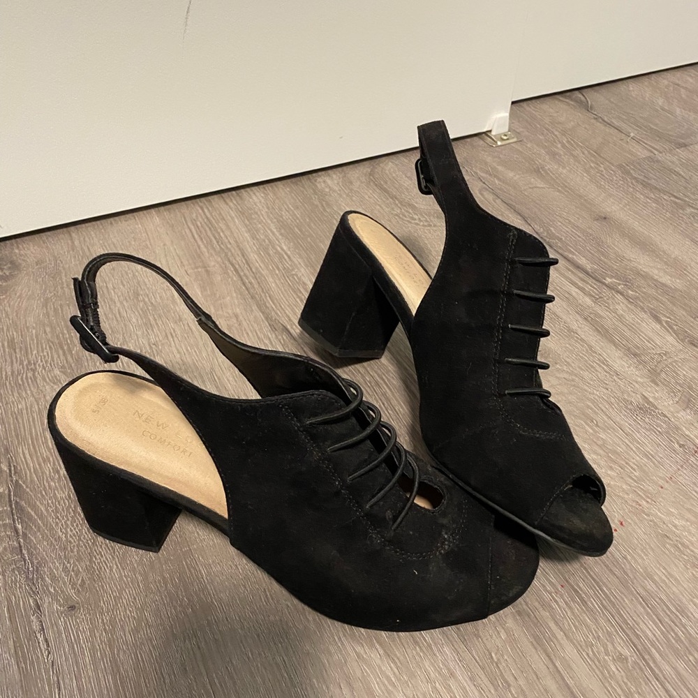 Black open toe heel